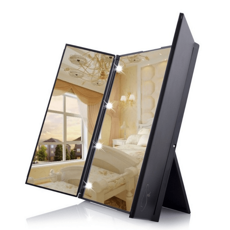 Portable LED Makeup Mirror with Vanity Lights for On-the-Go Beauty