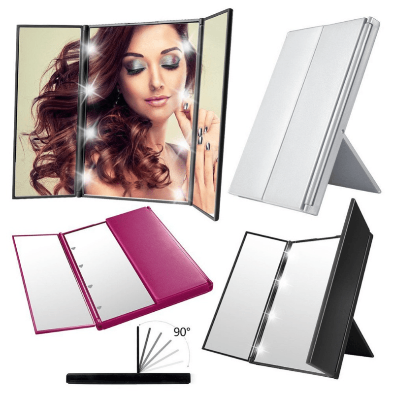 Portable LED Makeup Mirror with Vanity Lights for On-the-Go Beauty