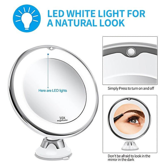10x LED Makeup Mirror Touch Screen Portable Flexible Magnifying Vanity