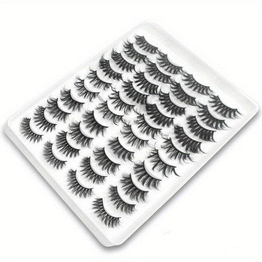 20 Pairs 3D Mink Lashes Curly Crisscross Layer False Eyelashes Natural Look