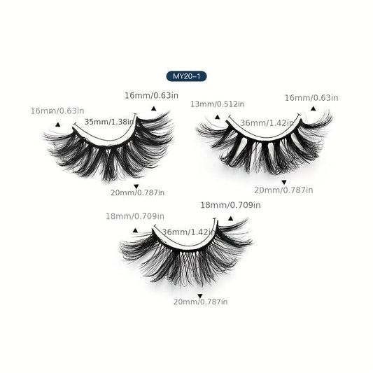 20 Pairs Fluffy Mink Lashes False Eyelashes Dramatic Look Makeup Extension