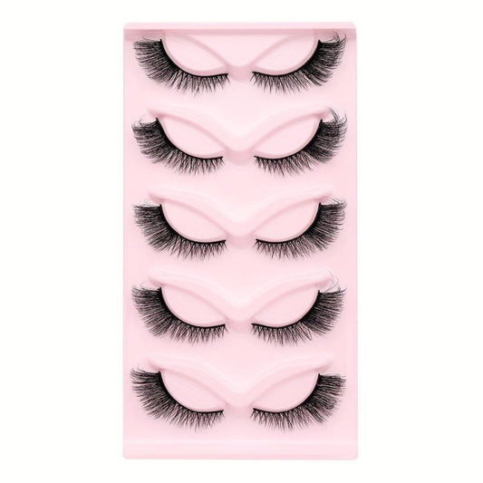 5 Pairs Cat Eye Winged False Eyelashes Natural Thick 3D Lash Extension
