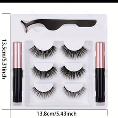 3 Pairs Magnetic Eyelash Kit with Applicator Eyeliners