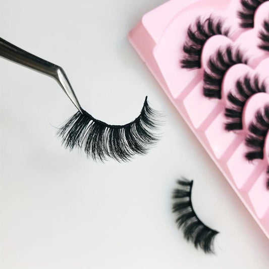 7 Pairs Faux Mink False Eyelashes Natural Cluster Look Fluffy Volume