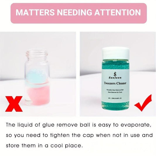 Jeen Tweezers Cleaner for Eyelash Glue Remover - 2 Spongeballs bottle
