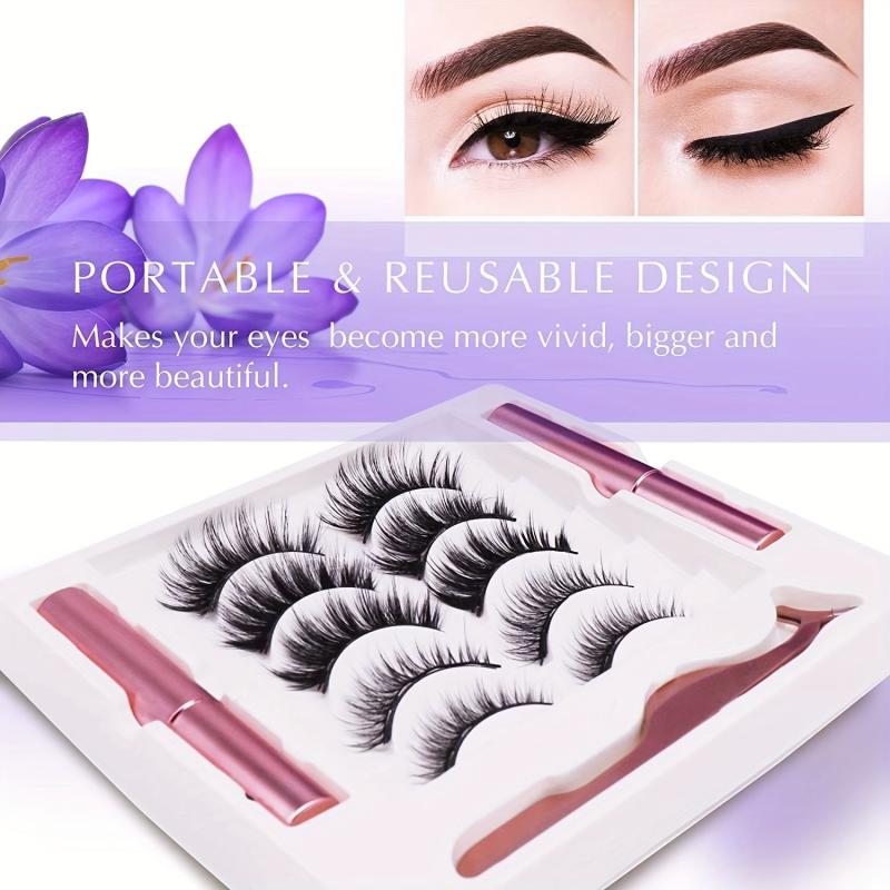 Magnetic Eyeliner And Lashes Kit - Reusable Lashes 5 Pairs