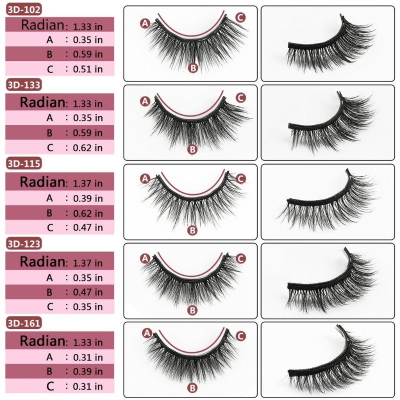 5 Pairs Magnetic Eyelashes Set Waterproof Eyeliner False Eyelash