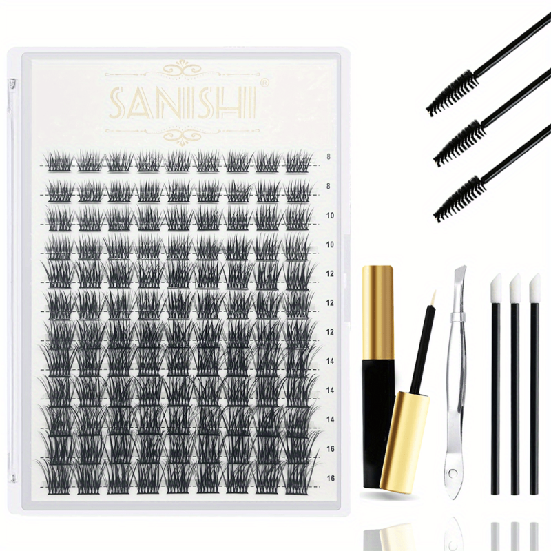 108 Clusters Eyelashes D Curling 8 16mm Soft Comfortable Reusable DIY Kit