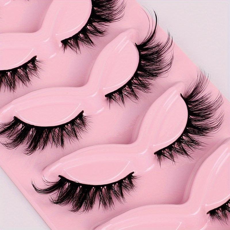 5 Pairs Fox Eye Lashes Natural Winged End Thick Eyelashes