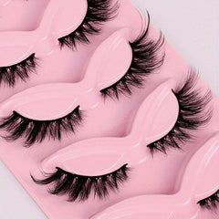 5 Pairs Fox Eye Lashes Natural Winged End Thick Eyelashes