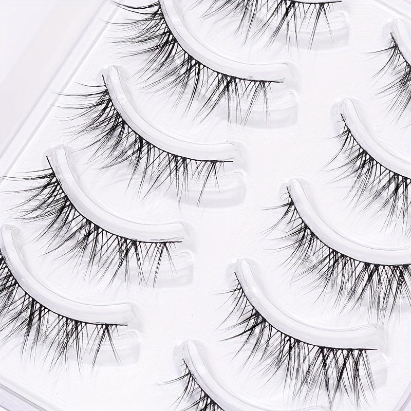 5 Pairs Fox Eye False Eyelashes Elongated Fishtail Stem
