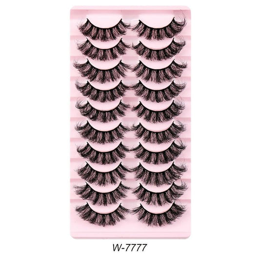 10 Pairs Fluffy Full Strip Lashes Messy Curly Faux Mink Lashes Natural Look