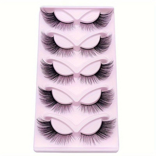 5 Pairs Fox Eye Lashes 18mm Cat Eye Natural Look False Eyelashes