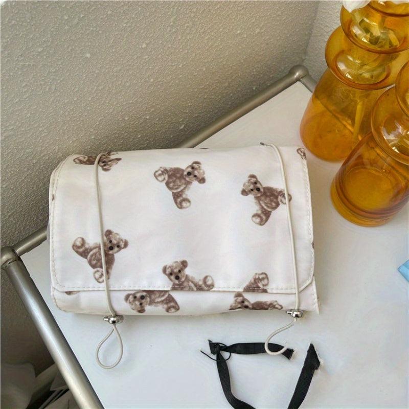 Portable 4-in-1 Roll Up Travel Toiletry Organizer with Cartoon Pattern