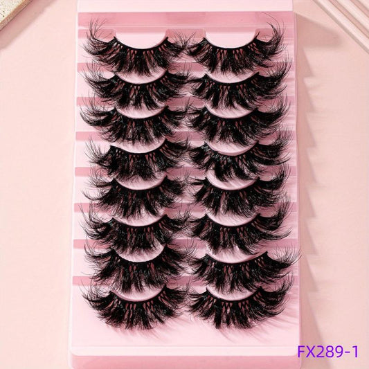 8 Pairs 25mm False Eyelashes Cat Eye Fluffy Faux Mink Lashes 9D