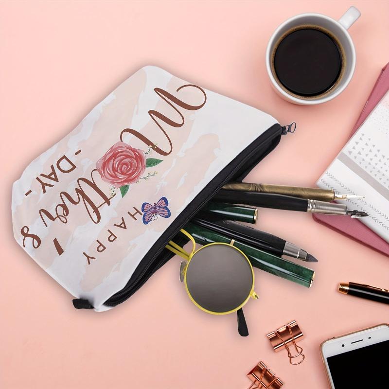Mother's Makeup Bag Butterfly Floral & Letter Pattern Cosmetic Bag