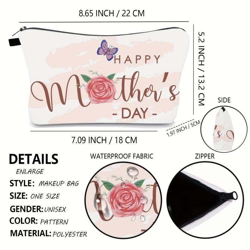 Mother's Makeup Bag Butterfly Floral & Letter Pattern Cosmetic Bag