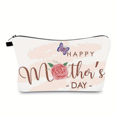 Mother's Makeup Bag Butterfly Floral & Letter Pattern Cosmetic Bag