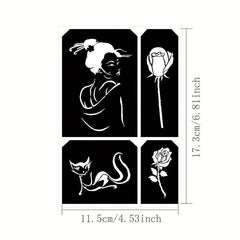 Long Lasting Temporary Tattoo Inks & Stencils Kit for Adult Hand Painting