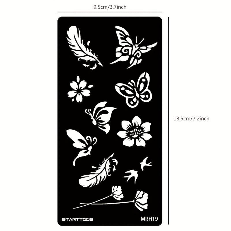 Floral Butterfly Feather Finger Wrist Body Temporary Tattoo