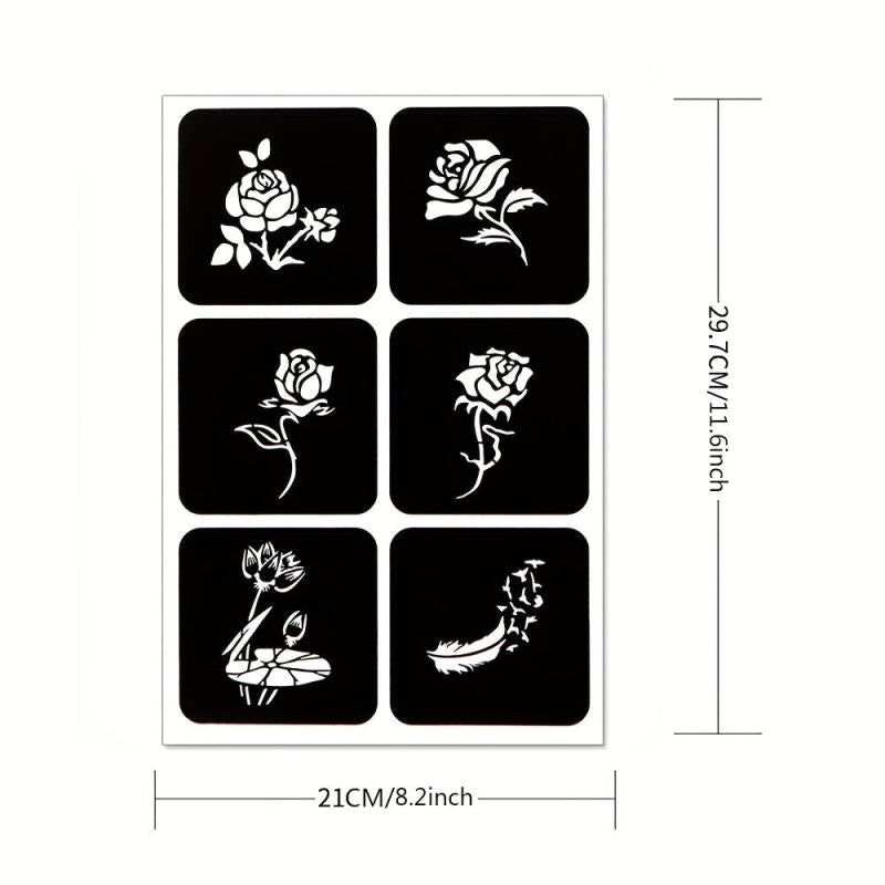 2 Sheets A4 Hollow Tattoo Stencil & 1 Bottle Tattoo Dye Paste