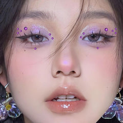 144pcs Bright Purple Makeup Face Stickers Jewelry Stage Makeup Eye Makeup