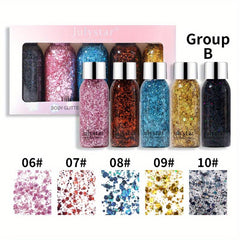 5 Pcs Glitter Liquid Eyeshadow Set Shimmering Sparkle Waterproof Long Lasting
