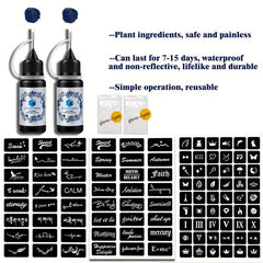 2 Bottles Semi-Permanent Tattoo Dye Paste for Men and Women