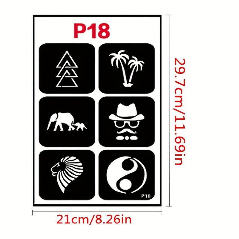 20 Sheets Tattoo Stencil Kit Reusable Airbrush Temporary Tattoos Stencils
