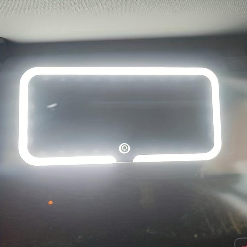 Car Sun Visor Vanity Mirror Rechargeable Makeup Mirror With 3 Light Modes