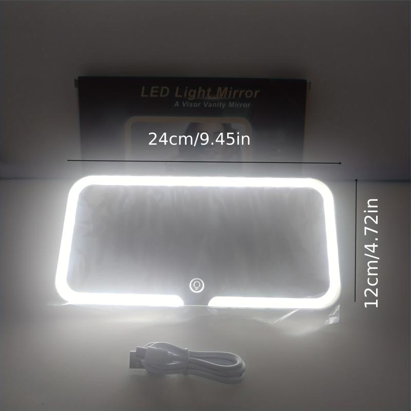 Car Sun Visor Vanity Mirror Rechargeable Makeup Mirror With 3 Light Modes