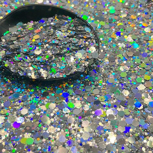 Holographic Glitter Shaker Jars for Crafts - Colorful Decoration Shimmer Glow