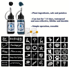 3 A4 Tattoo Stencils + Dye Paste - Animal Word Butterfly Pattern Semi-permanent