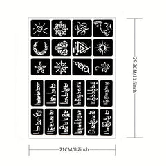 2 Sheets A4 Hollow Tattoo Stencils 1 Bottle Tattoo Dyeing Paste