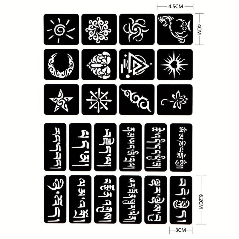 2 Sheets A4 Hollow Tattoo Stencils 1 Bottle Tattoo Dyeing Paste