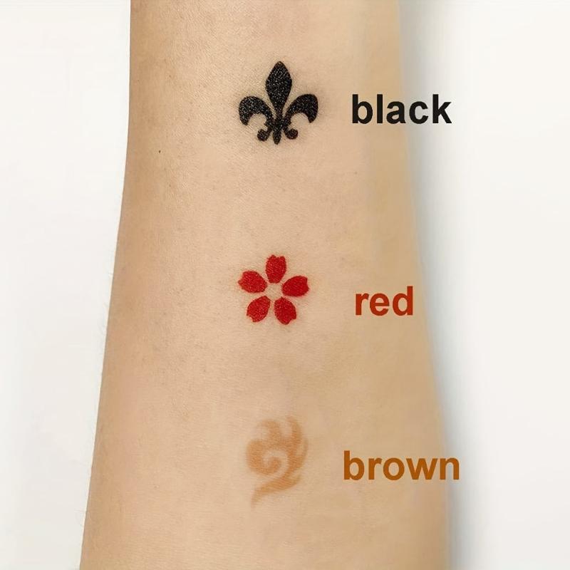 Waterproof Temporary Tattoo Kit, Lasts 3-7 Days, 39 Stencils, 6 Ink Bottles