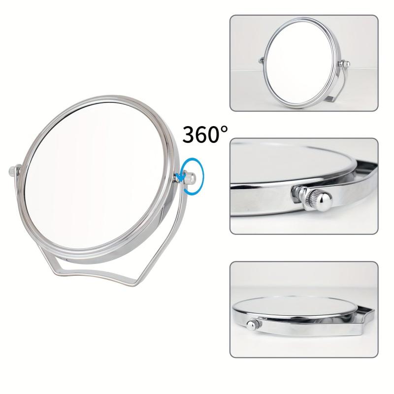 Portable Round Travel Mirror 1X/10X Magnification Handle 360 Swivel Men Women