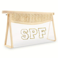 Boho Clear Makeup Bag Waterproof Toiletry Varsity Sun SPF Travel Cosmetic Pouch
