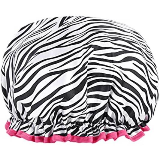 Leopard Print Silk Shower Cap Reusable Bath Cap Double Thickening Waterproof