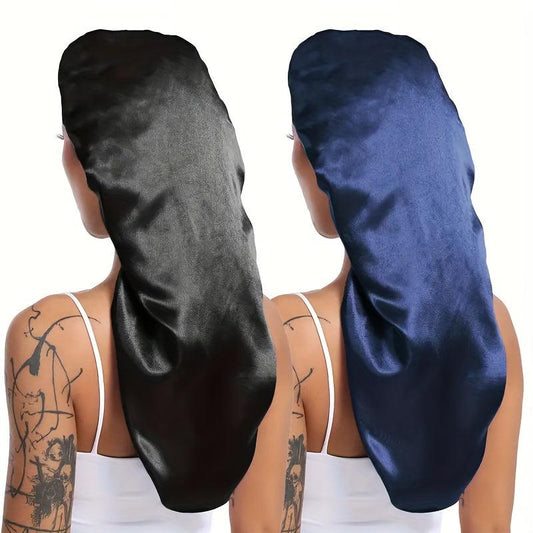 2pcs Long Satin Bonnet Silk Bonnet Hair Bonnet For Sleeping