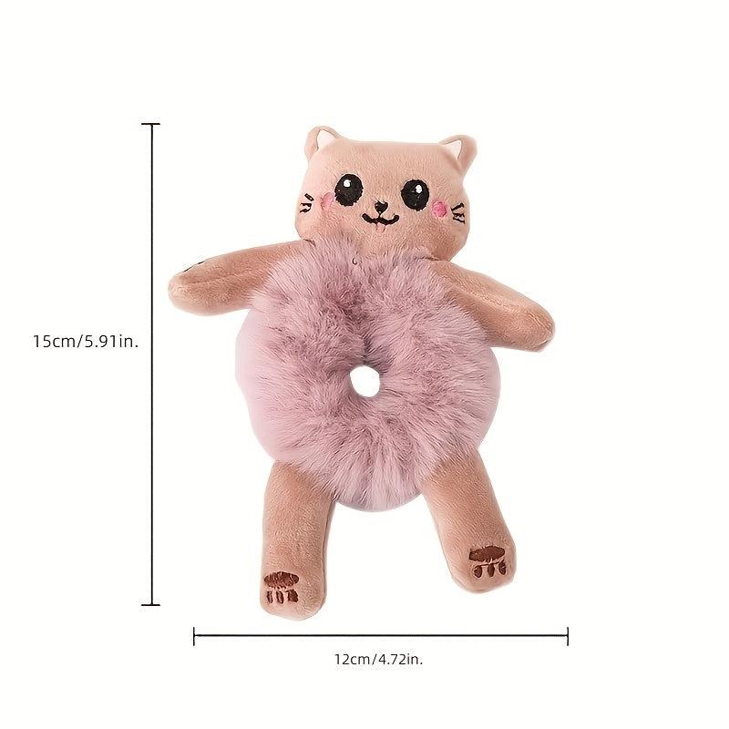 2pcs Plush Rabbit Hair Ties Set Fluffy Hair Scrunchies