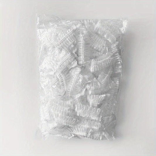 100 Pcs Disposable Shower Caps Waterproof Bath Caps Elastic Band Hair Hat