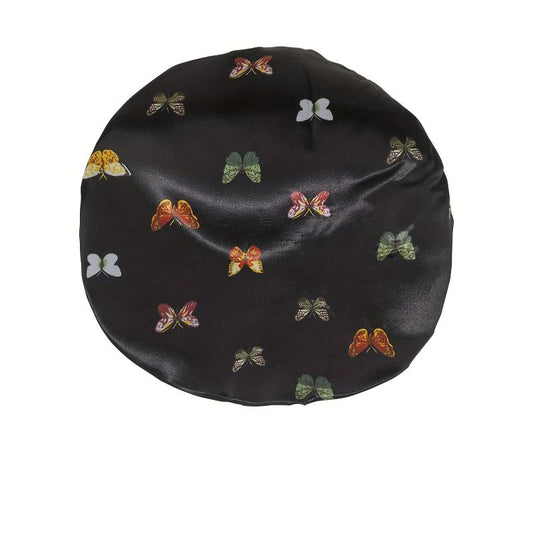 Butterfly Print Hair Bonnet Satin Bonnets For Sleeping Hair Bonnets For Women