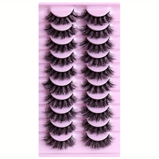 10 Pairs Natural Look False Eyelashes Faux Mink Curling Lashes