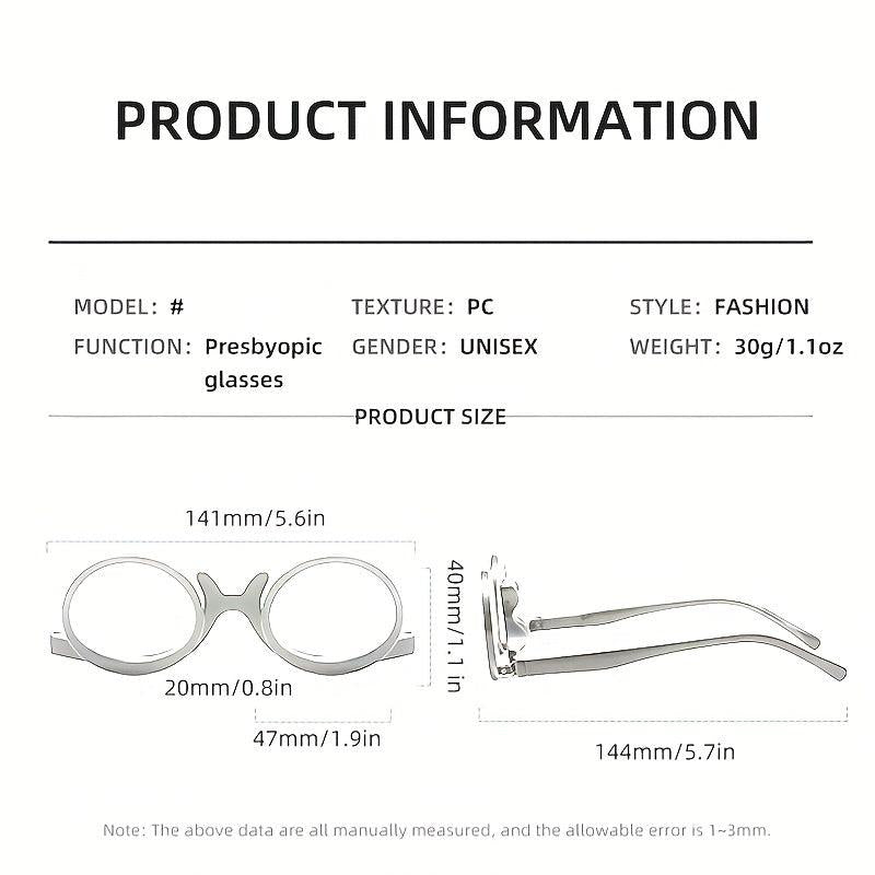 2 In 1 Reading Glasses Cosmetic Magnifier Double Lens Reversible Glasses