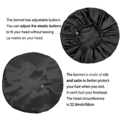 Adjustable Silk Bonnet for Curly Hair - Large Satin Lined Sleep Cap
