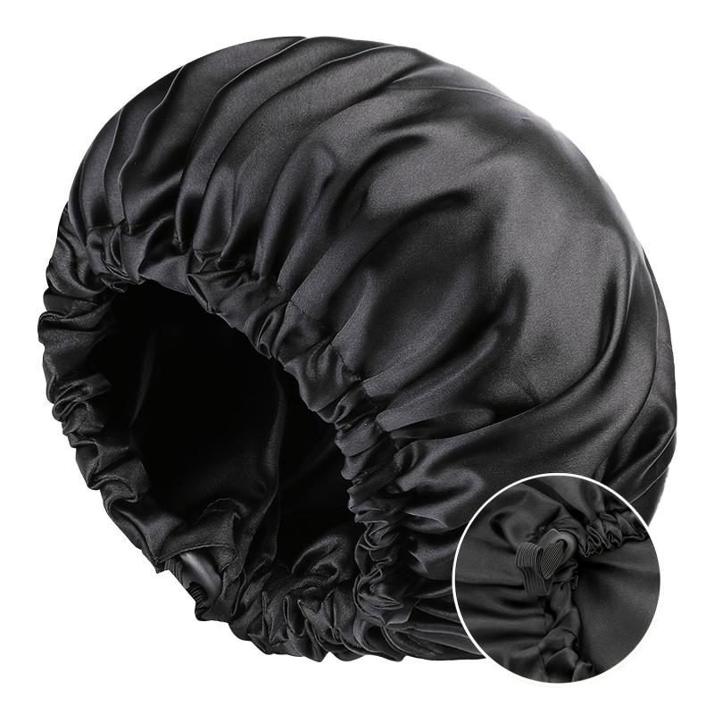 Adjustable Silk Bonnet for Curly Hair - Large Satin Lined Sleep Cap