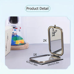 Vintage Metal Foldable Travel Makeup Mirror 2X 1X Magnification