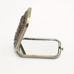Vintage Metal Foldable Travel Makeup Mirror 2X 1X Magnification