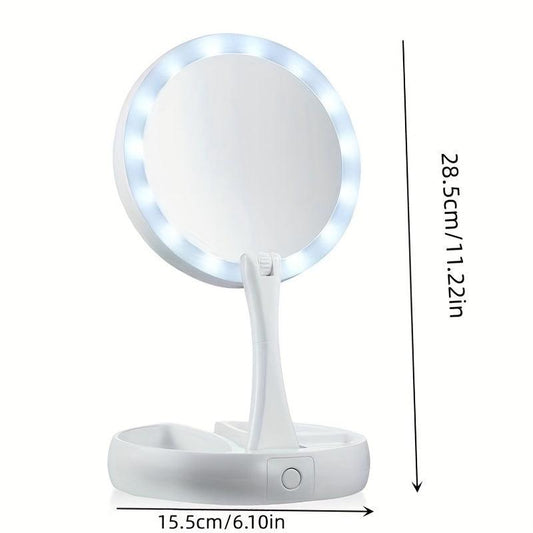 Adjustable Double Sided Lighted Makeup Mirror - Perfect for Travel and Home